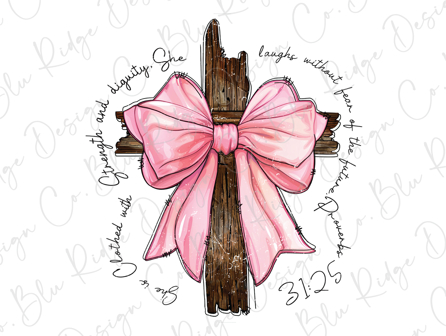 a cross with a pink bow on it