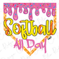 a softball logo with the words softball all day