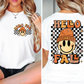 Retro Hello Fall Vibes Smiley Face Groovy Autumn Season (Back/Pocket Combo) Graphic T-Shirt