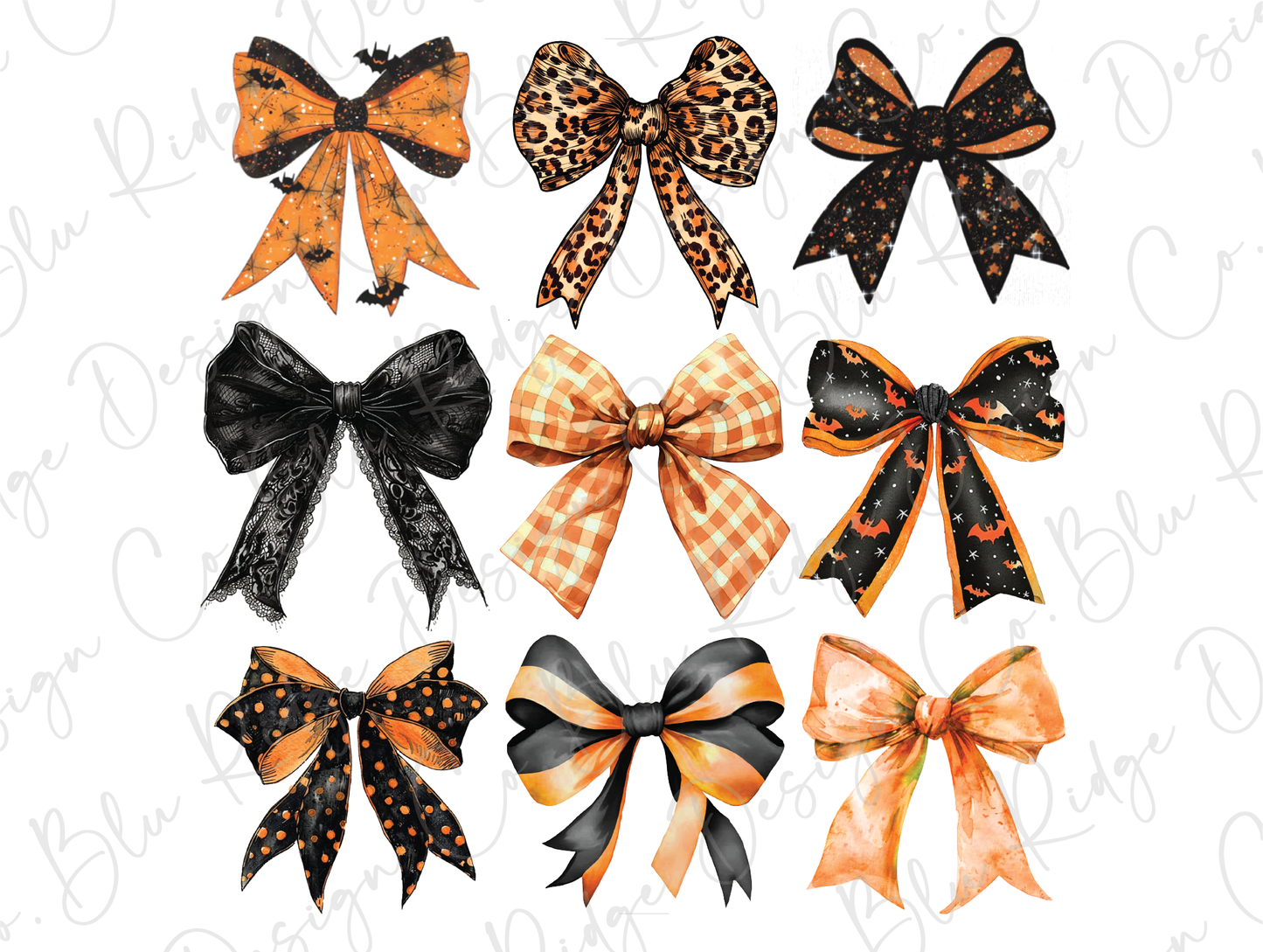 a set of six bows with leopard print