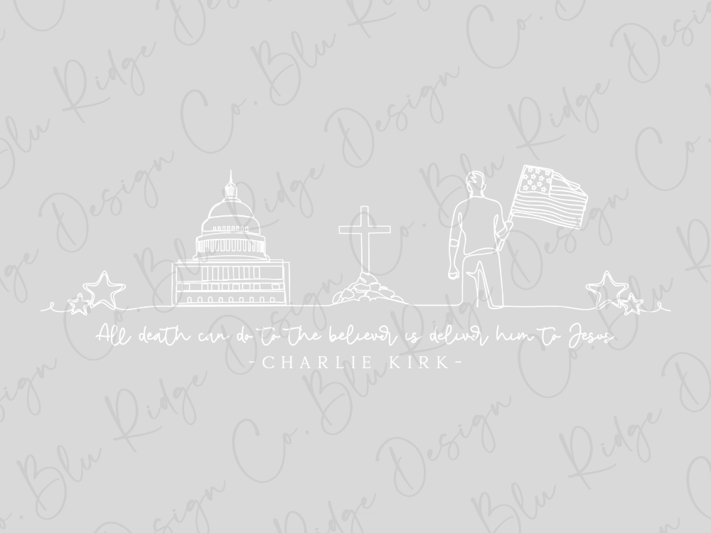 a person holding an American flag, standing in front of a building with a dome, and a cross, all depicted in a minimalist style.