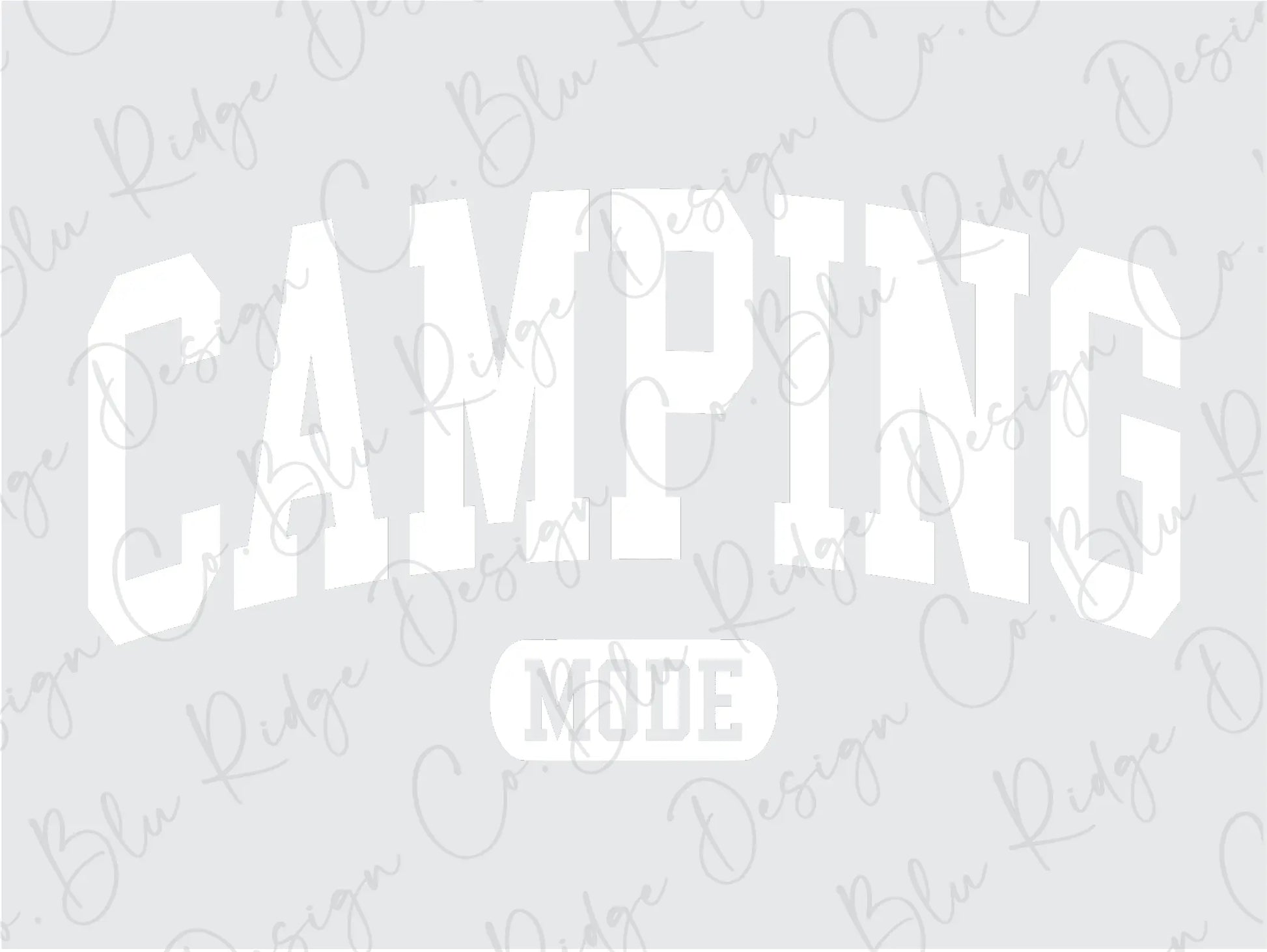 a gray and white poster with the words camping on it