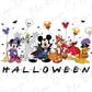 a group of mickey mouses with halloween characters