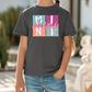 a little girl wearing a t - shirt that says mellie nine