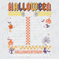 a halloween party poster with a checkered pattern