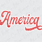 the word america written in red on a white background