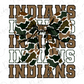 A camouflage bow with the word "INDIANS" written in a bold, capitalized font.