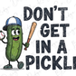 a pickle holding a baseball bat and wearing a hat