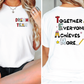 two pictures of a woman wearing a t - shirt that says together everyone achieves