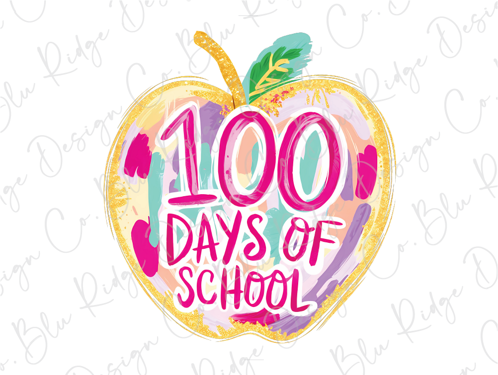 an apple with the words 100 days of school written on it