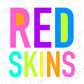 the text "RED SKINS" in a large, colorful font.