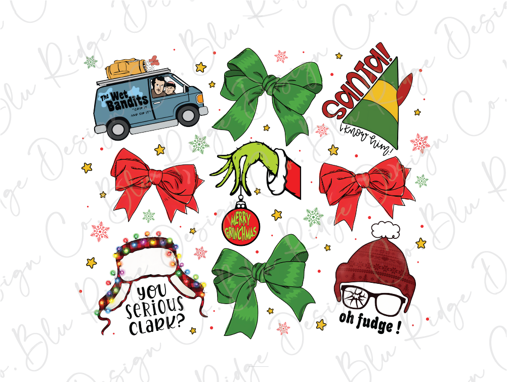 a bunch of christmas stickers on a white background