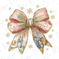 a christmas bow with a picture of a family on it