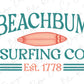 a sign that says beach bum surfing co