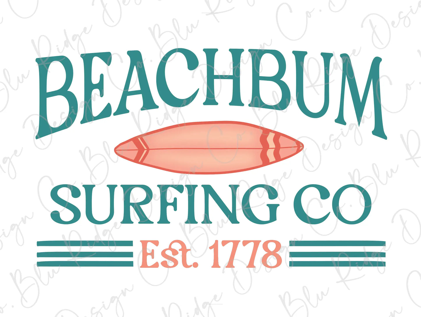 a sign that says beach bum surfing co