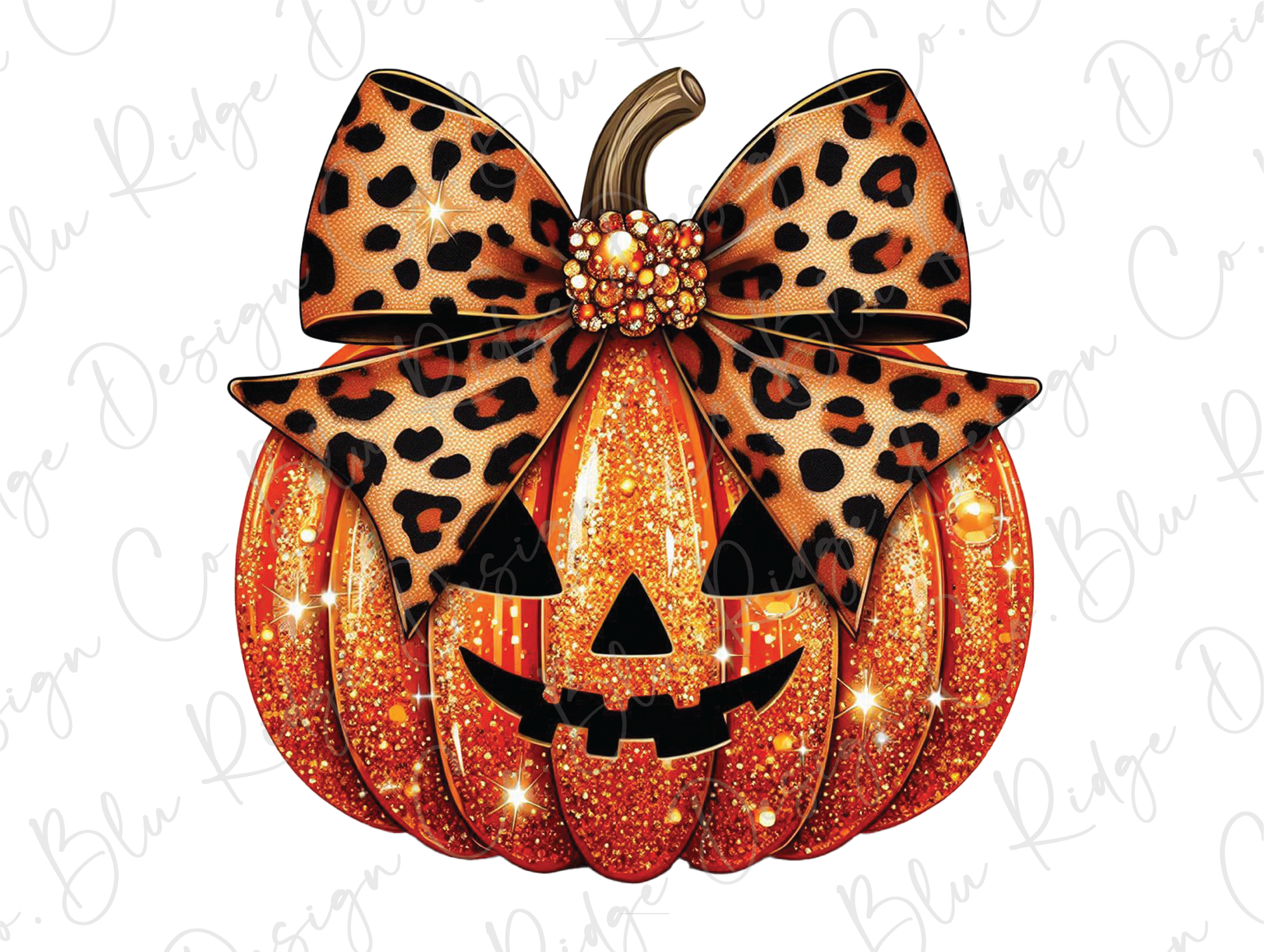 a pumpkin with a leopard print bow on it