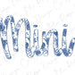 a drawing of the word minus in blue ink