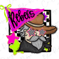 A colorful illustration featuring a person wearing sunglasses, a hat, and a banner with the word "Rebel" written on it.