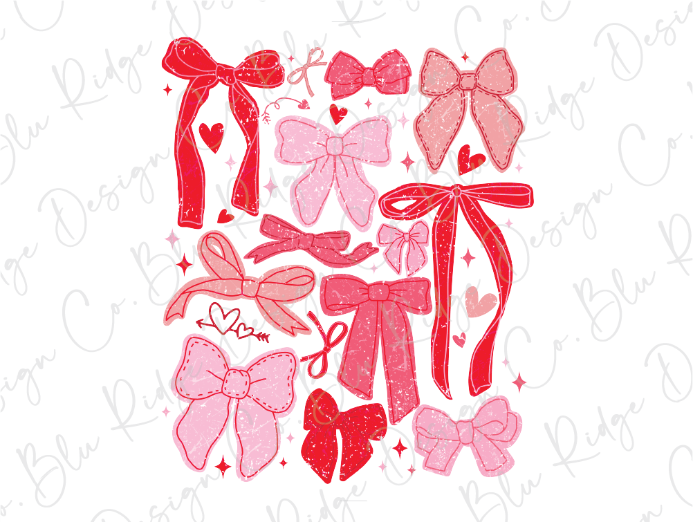 Valentines Day Ribbon Hearts and Bows Graphic T-Shirt