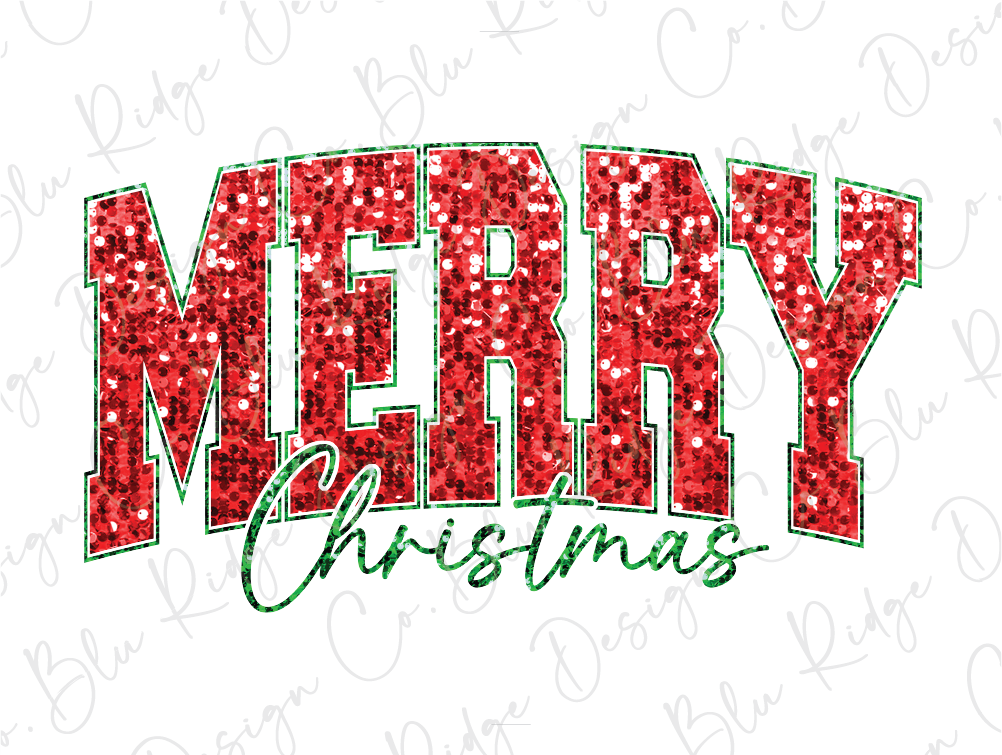 Merry Christmas Faux Glitter Graphic T-Shirt