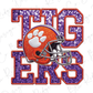 a clemson football helmet with the word clemson on it