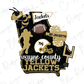 The image is a graphic design featuring various football-related elements, including a football, a bee, and a cheerleader, along with the text "Wayne County Yellow Jackets" and "Go Jackets!"
