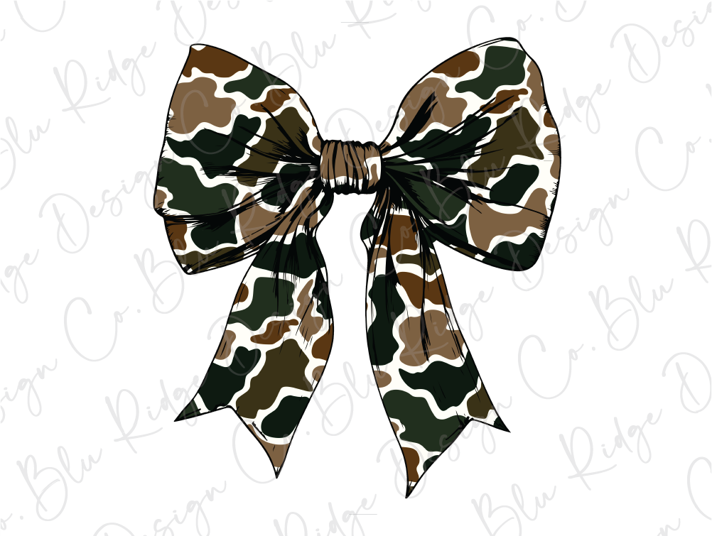 a large bow with a camouflage pattern on it