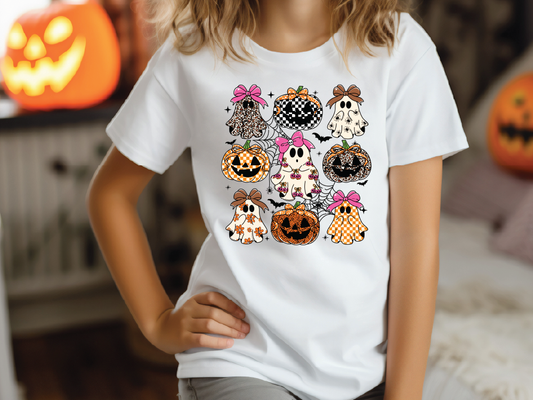 Halloween Pumpkin Ghost Coquette Collage Graphic T-Shirt
