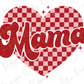 Mama Pink Checkered Heart Graphic T-Shirt