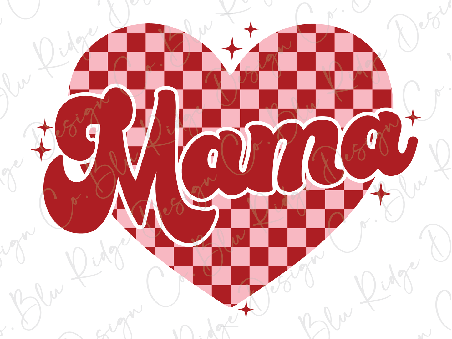 Mama Pink Checkered Heart Graphic T-Shirt