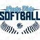 a logo for "Lady Tide Softball", with the text "Lady Tide" prominently displayed in the center. The logo includes a stylized baseball bat and a leaf-like design, both in shades of blue and black.