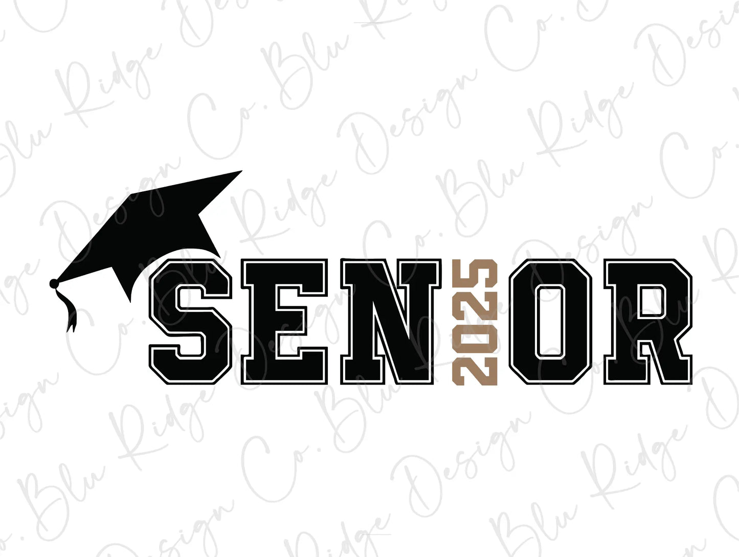 a black and white graduation cap with the word senior on it