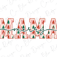 the word mama merry with christmas trees on it