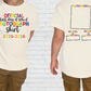 a white t-shirt with a colorful design and text printed on it. The design includes the text "Official last day of school autograph shirt" and "2025-2026", suggesting it is a commemorative item for the last day of school in the year 2026.