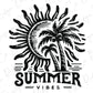 a black and white image of a palm tree with the words summer vibes