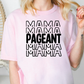 a woman wearing a pink shirt with the words'mama'and'pageant '