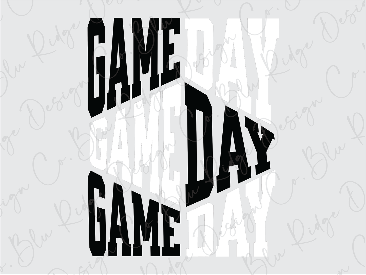 a white and black poster with the words game day