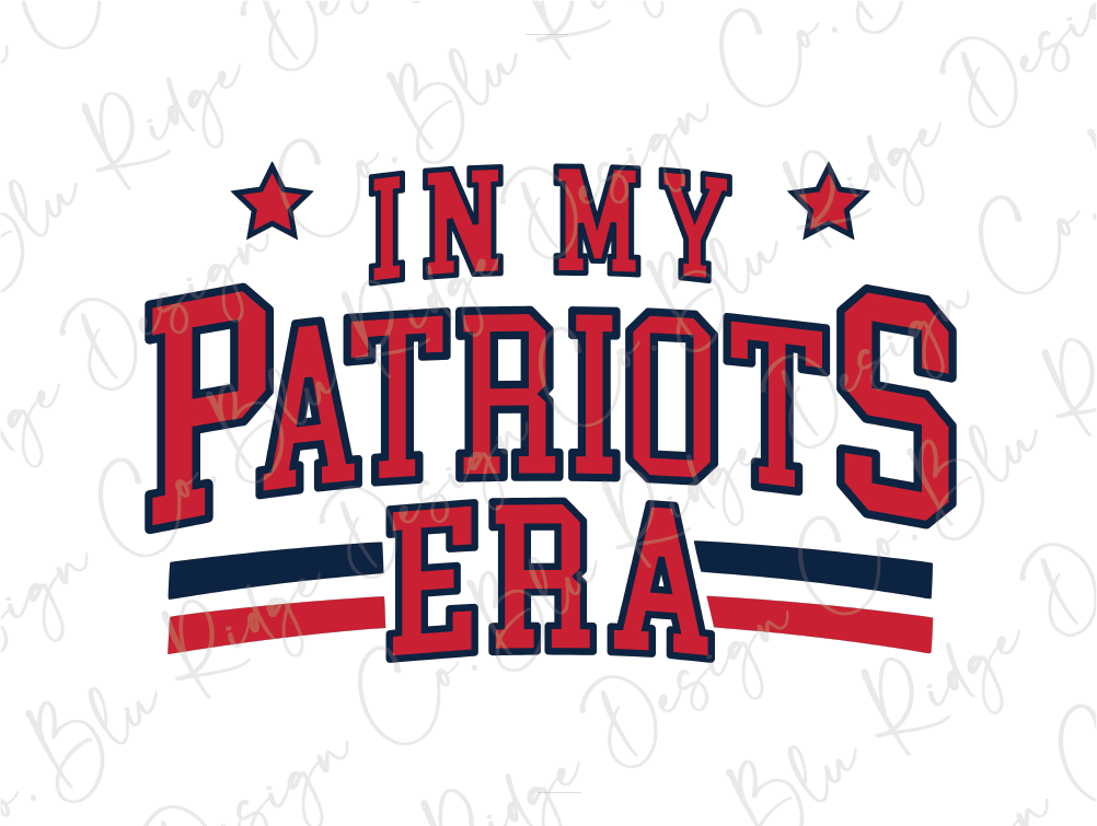 a patriotic design with the text "IN MY PATRIOTS ERA" prominently displayed.