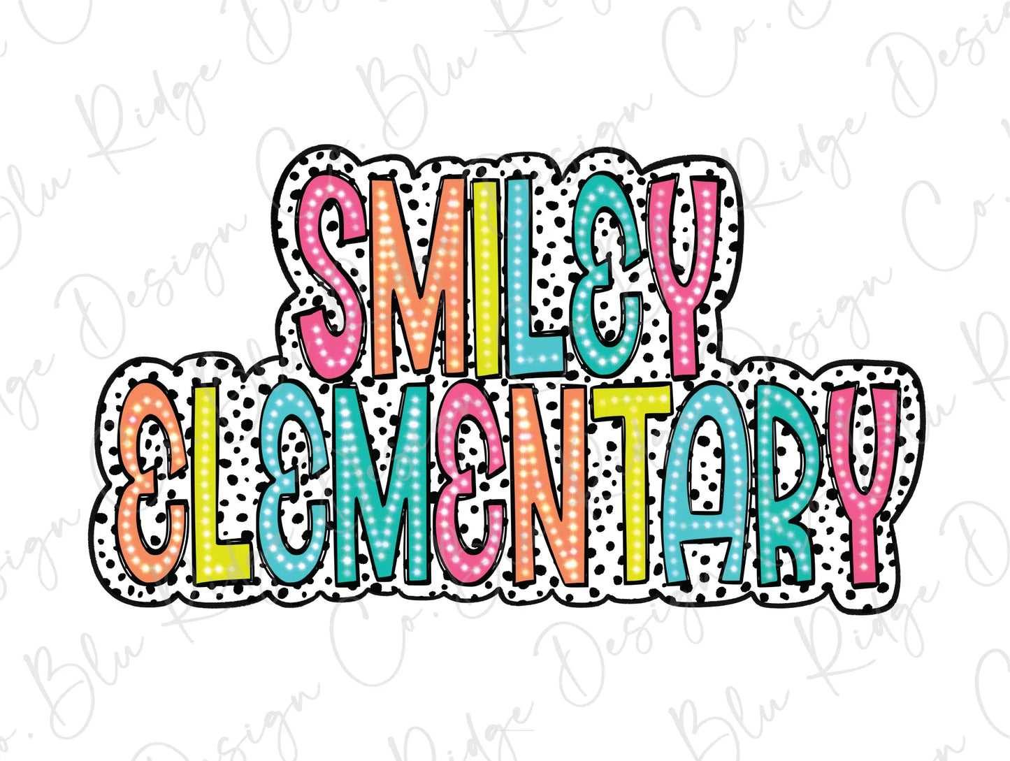 the words smile and glamontry are in multicolored letters