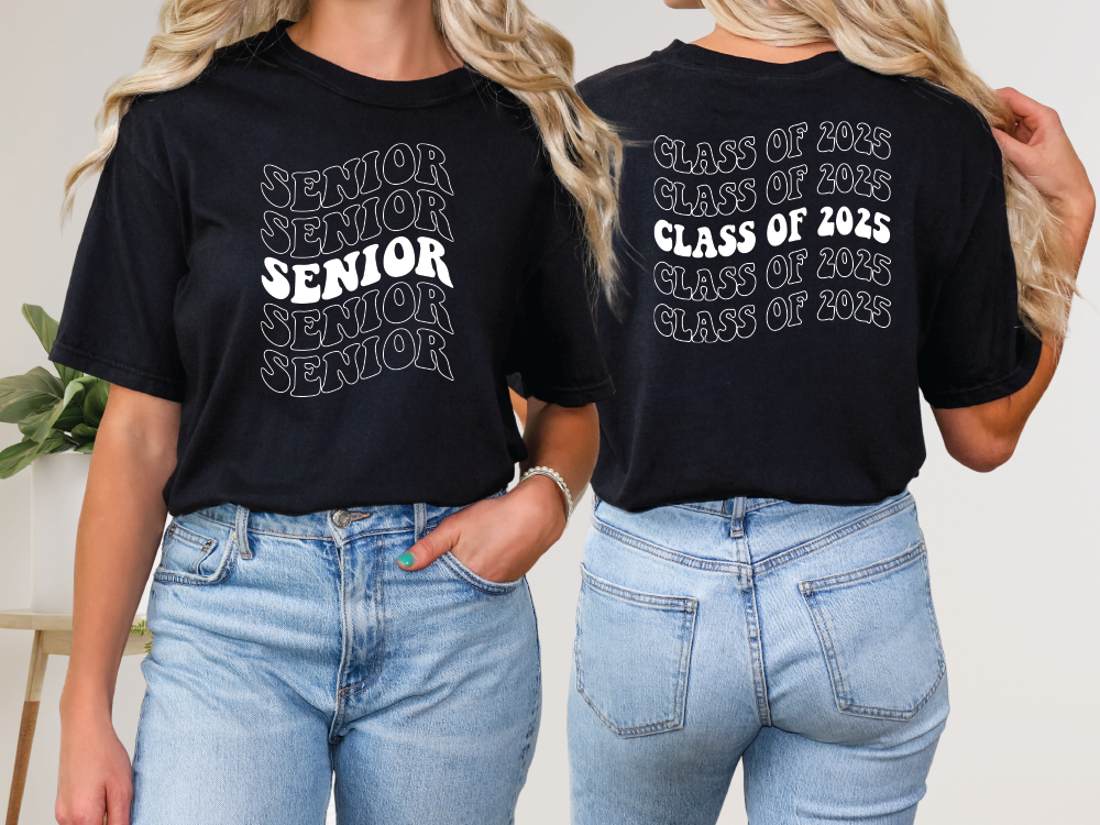 two women wearing black shirts that say senior class of 2013