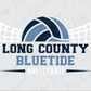 a volleyball and the text "LONG COUNTY BLUE TIDE VOLLEYBALL!"
