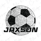 a soccer ball with the name of the team