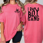 two women wearing pink shirts that say i run a boy gang