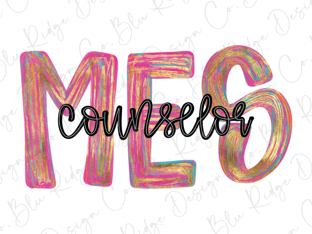 the word "Counselor" written in a stylized font, with the letters in various colors such as pink, blue, and yellow.