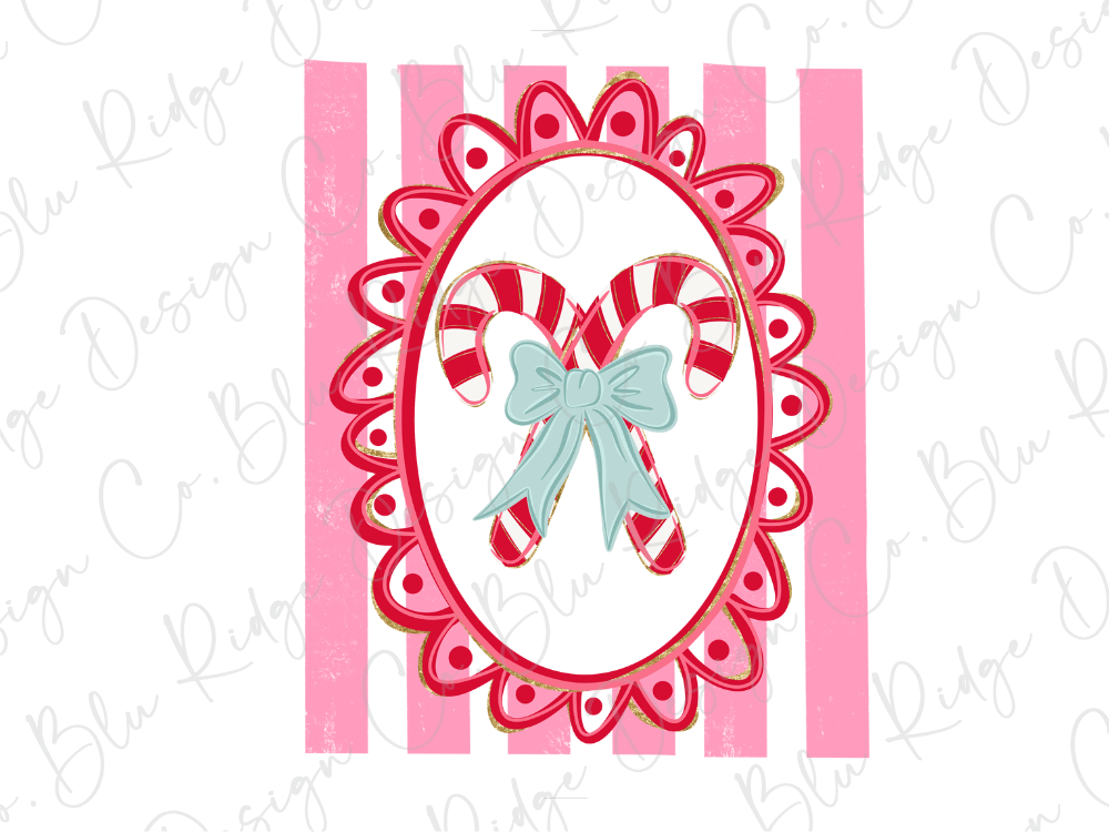 Preppy Candy Canes Direct to Film (DTF) Transfer - Blu Ridge Design Co. LLC