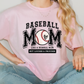 a woman wearing a pink baseball mom shirt