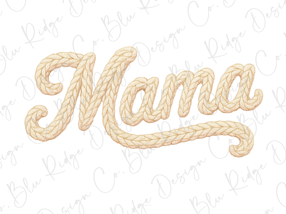 the word "Mama" written in a decorative, braided font.