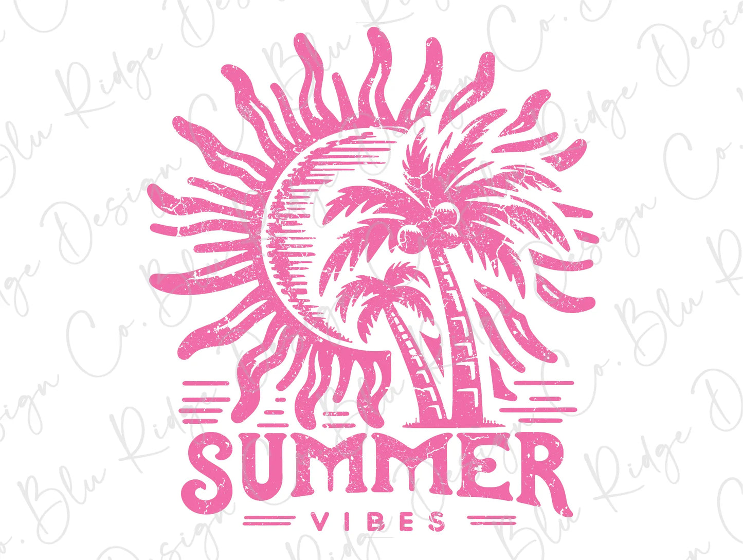 a pink and white logo with a palm tree