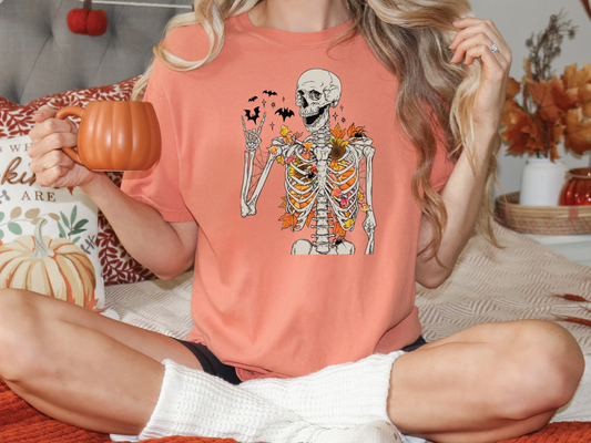 Spooky Season Fall Skeleton Graphic T-Shirt