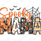 the word spooky mama is decorated with halloween decorations